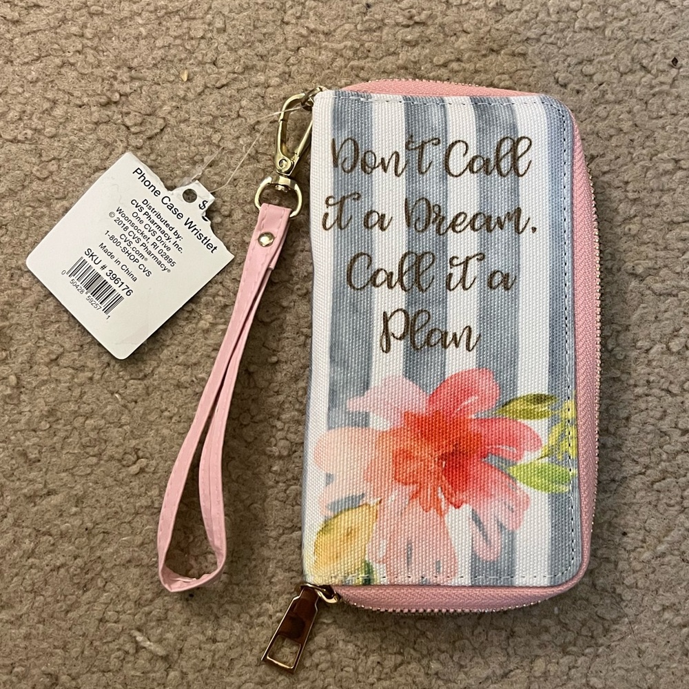 Floral Striped Phone Case Wristlet